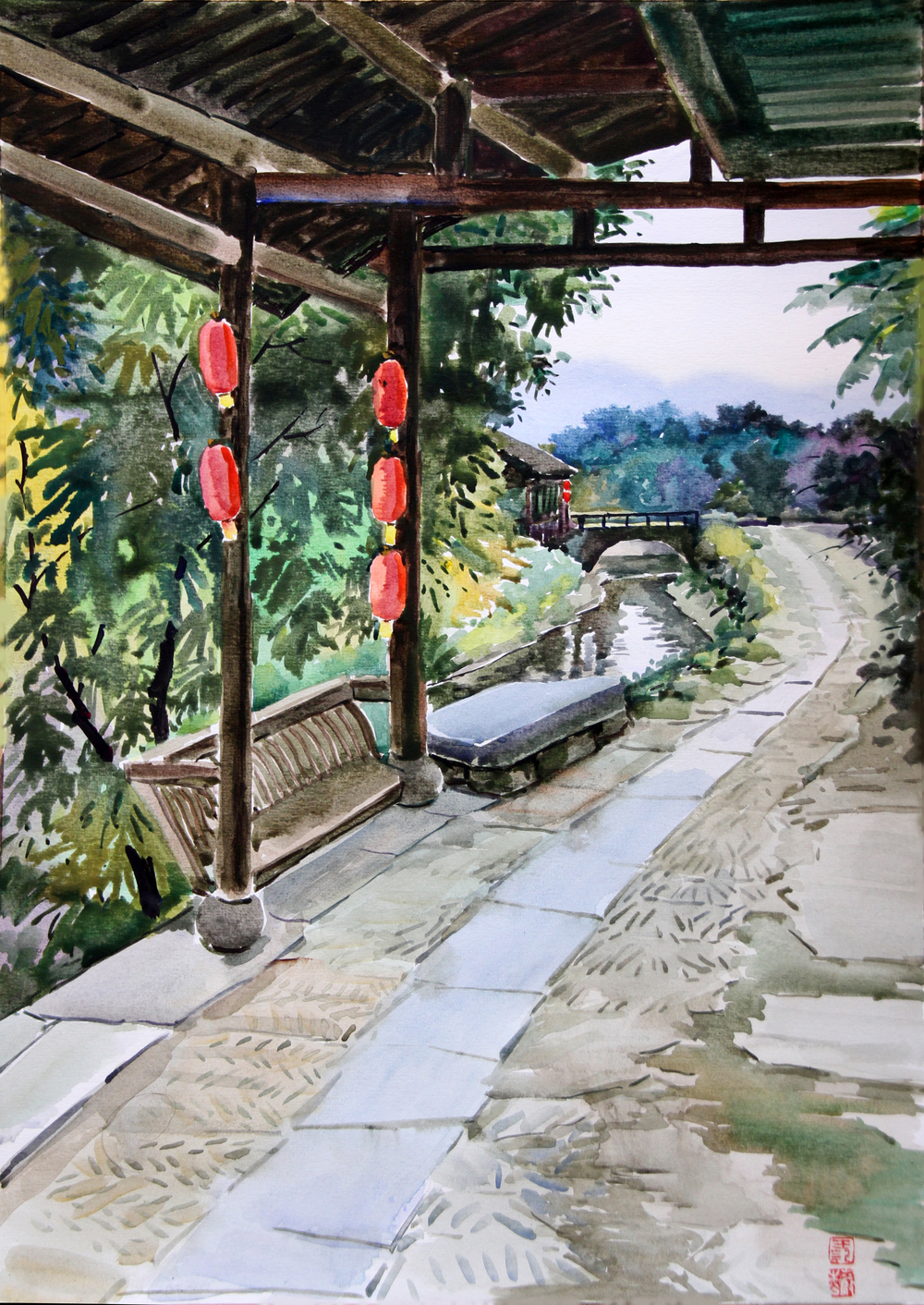 水彩 何日是归年