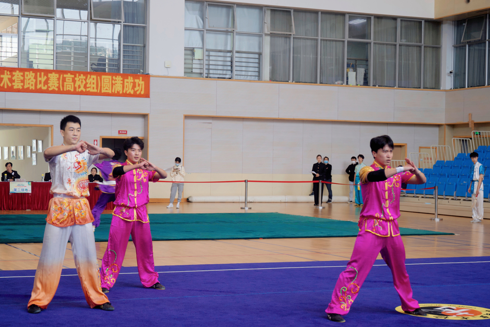 对练项目比赛中（张帅 、齐泽玉、王欣愿）