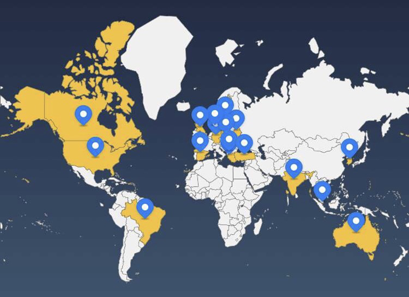 项目涉及五大洲，十七个国家