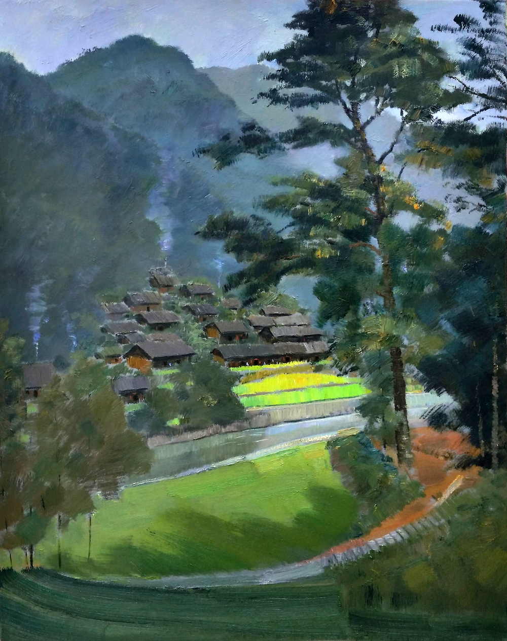 亚麻油彩 晨曦