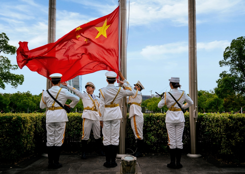 校训广场国庆升旗仪式